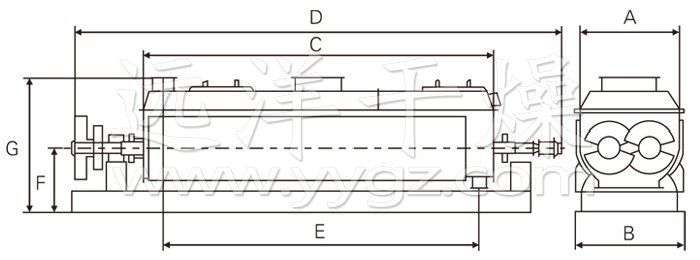 空心桨叶干燥机结构示意图 空心桨叶干燥机结构示意图