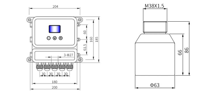 MIK-DFG超声波液位计尺寸2
